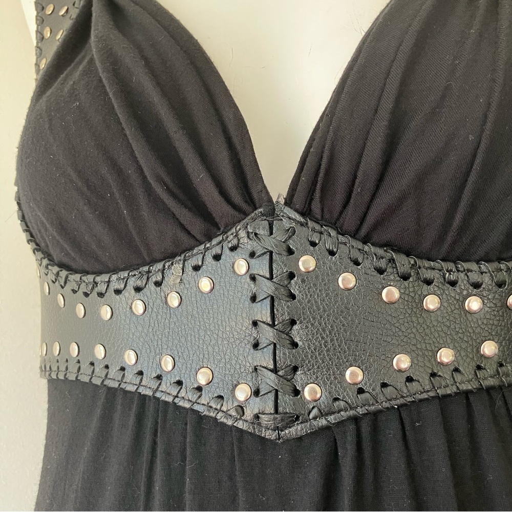 Love & Love | Vintage 90s Faux Leather Gothic Corset Top Maxi Dress - Picture 10 of 12